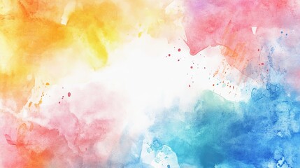 Poster - Pastel Watercolor Background Soft Summer Colors Abstract Texture Design Artistic Painting Vibrant Rainbow Hues Gentle Spring Shades Dreamy Sky Blue   
