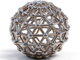 Poster - Intricate metallic sphere with a geometric design and interconnected structure.