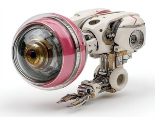 Poster - Futuristic robotic device with a sleek design and mechanical features.