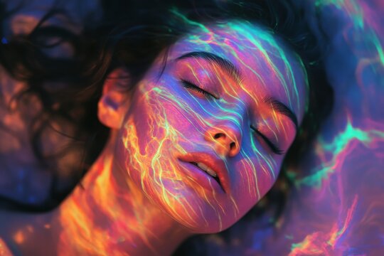 Dream ripples glow, glitch swirls on soft background