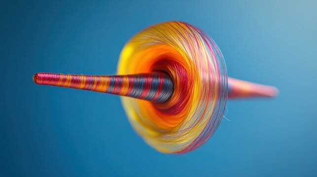 Glowing thread moves with dreamy swirl's spin; background