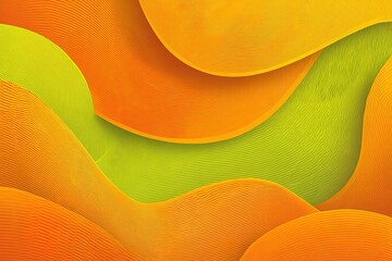 Poster - Vibrant abstract design with flowing lines in orange and green tones creating a dynamic visual experience
