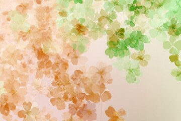 Poster - Colorful floral patterns create a serene atmosphere in an abstract design featuring shades of green and orange