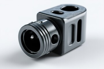 Poster - Detailed view of a modern metal component typically used in precision engineering and manufacturing processes