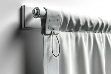 Poster - curtain hanging gracefully on a modern rod showcasing clean lines and elegant texture in a bright in