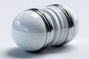 Poster - Unique white ceramic object with silver accents displayed on a light background in a well-lit space
