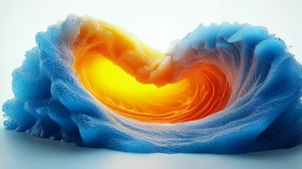 Wall Mural - A vibrant wave formation with orange and blue tones, creating a dynamic visual effect.