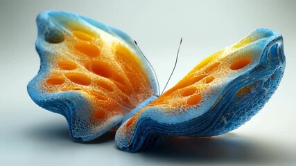 Wall Mural - A vibrant butterfly with blue and orange hues, showcasing intricate patterns and textures in a modern artistic style.