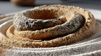 Poster - Textured Layers of Sand and Stone in Abstract Spiral Formation
