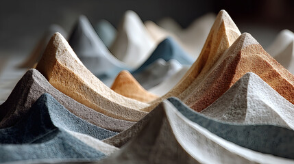 Poster - Textured Mountain Peaks in Earthy Tones and Soft Colors