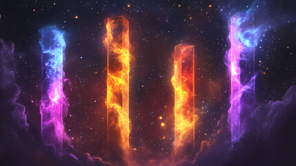 Wall Mural - cosmic pillars nebula, space, stars, dust, gas, light, astronomy, background, education. nebula colu