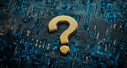 Poster - The concept of cryptocurrency and crypto currency raises questions and uncertainty for investors, who view it as a risky virtual blockchain money investment, often represented by a golden bitcoin