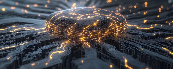 Poster - A stunning abstract representation of a futuristic circuit board with glowing lights, symbolizing the power of technology and innovation in a digital landscape.