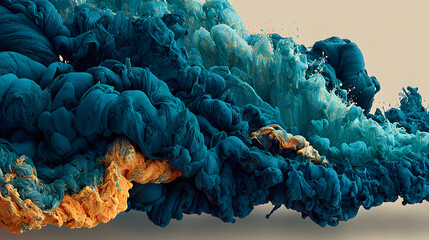 Poster - Vibrant Abstract Swirling Waves of Turquoise and Orange Color