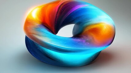 Wall Mural - A vibrant, swirling torus shape with bright colors and smooth texture creating a modern design.