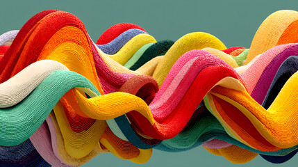 Poster - Vibrant Colorful Textile Waves Flowing in Abstract Design Concept