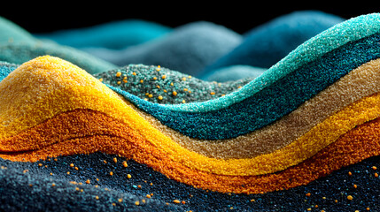Poster - Vibrant Colors of Sand Creating Textured Waves in Abstract Design