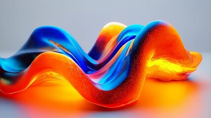 Wall Mural - A vibrant wave of colorful fluid shapes displaying modern design and texture.