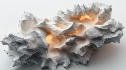 Wall Mural - A sculptural piece with flowing lines and glowing centers, showcasing intricate details and a modern aesthetic.