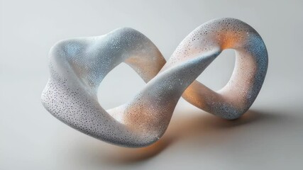 Wall Mural - An abstract sculpture showcasing a twisted, flowing shape with smooth surfaces and a gradient color scheme.