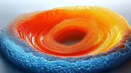 Wall Mural - A vibrant swirl of orange and blue liquid creating a dynamic and colorful texture.