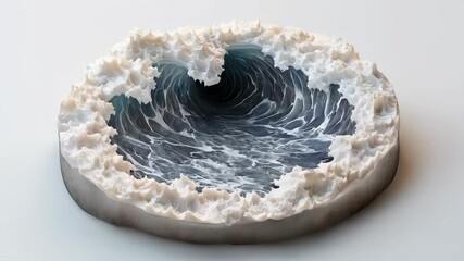 Wall Mural - A stunning and detailed sculpture resembling a tumultuous wave, with intricate textures and colorful foam.