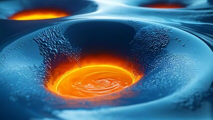 Wall Mural - A vibrant abstract illustration featuring fluid shapes with orange and blue hues creating a dynamic aesthetic.