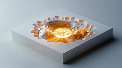 Wall Mural - A modern artistic display featuring a textured, colorful design of a broken surface revealing a glowing core.
