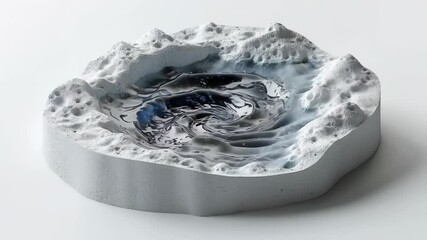 Wall Mural - Abstract 3D representation of a swirling body of water in a textured white landscape.
