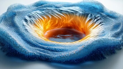 Wall Mural - A stunning circular formation of blue and orange textures resembling a whirlpool with fiery elements in the center.