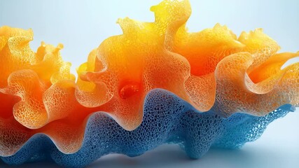 Wall Mural - An abstract design featuring vibrant orange and blue textures, resembling fluid waves or organic forms.