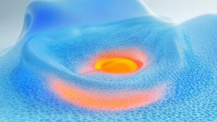 Wall Mural - A vibrant abstract formation with an organic shape blending blue and orange hues, set against a light backdrop.