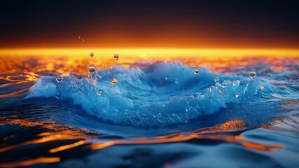 Wall Mural - A beautiful splash of water with vibrant orange and blue colors creating a stunning sunset effect on the surface.