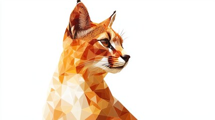 Poster - Geometric Caracal Abstract Art Low Poly Animal Design Orange Brown Wildcat Digital Illustration Nature Wildlife Graphic Artwork Elegant Modern        