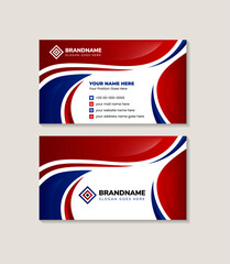 Poster - Business card with combination of red and blue colors on wave element shape. vector illustration design template on white background. horizontal layout.