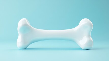 Poster - Abstract White Bone Shape Minimalist Design Modern 3D Render Blue Background Clean Simple Elegant Smooth Surface Studio Shot Product Photography      