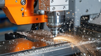 Poster - Smart CNC machines adjusting parameters automatically using AI feedback loops, no people