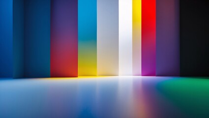 Fototapete - Abstract colorful vertical stripes with reflection on a smooth surface.