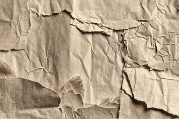 Poster - A close-up texture of crumpled, torn, and aged parchment paper, showing its unique patterns and imperfections, creating an interesting background for graphic design.