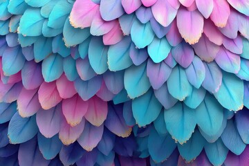 Poster - A mesmerizing display of pastel-colored feather pattern, creating an abstract background filled with soft textures, gradients and delicate details and elegant designs.
