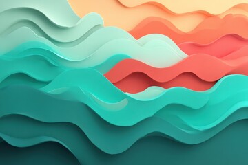 Poster - abstract layered pastel landscape with smooth transitions and fluid forms, creating a mesmerizing se