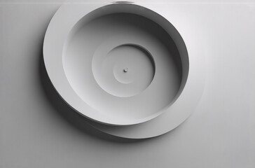 Aufkleber - Top view of layered white concentric circles creates a sense of depth and minimalist geometric composition with soft shadows and highlights.