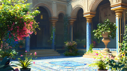 Wall Mural - ancient royalty courtyard