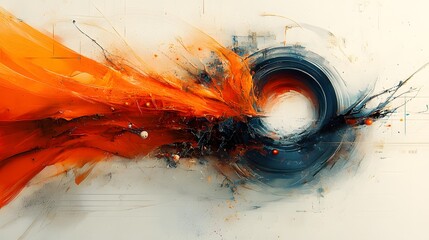 Poster - Dynamic abstract art featuring fiery oranges and reds contrasting with cool blues and grays. A visually striking composition, it evokes tension and balance Abstract Medical Pain