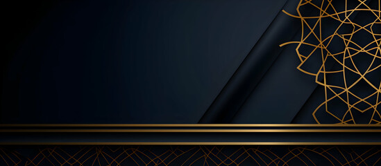 Poster - Contemporary backdrop with ornate gold patterns on a deep navy canvas