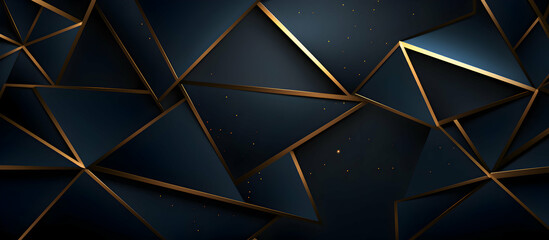 Poster - Elegant navy geometric pattern with golden lines and scattered sparkles