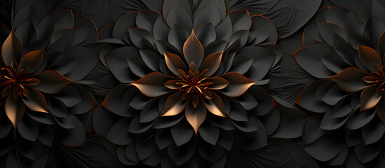 dark floral cascade, intricate petals with coppery shimmer, textural backdrop