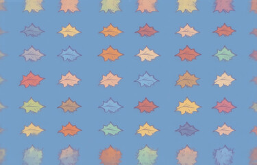 Wall Mural - a vibrant pattern of colorful, stylized leaves on a solid blue background. the leaves are arranged i
