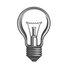 Poster - A simple monochrome of a clean modern lightbulb icon centered on a white background with a minimalist and functional design