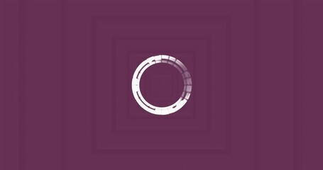 Poster - Abstract digital graphic showing infinite-depth tunnel of purple concentric squares in flat design
